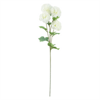 Leaf 85cm White Carnation Pink Peony and Fern in Glass Vase - Artificial Flower Arrangement