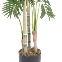 Premium Large Artificial Palm Tree 120cm Areca Plants - Realistic Design, Adjustable Stems, Moss Covered Weighted Pot - Leaf Design UK