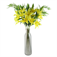 Leaf 100cm Yellow Lily and Fern Display Glass Vase - Elegant Home Decor