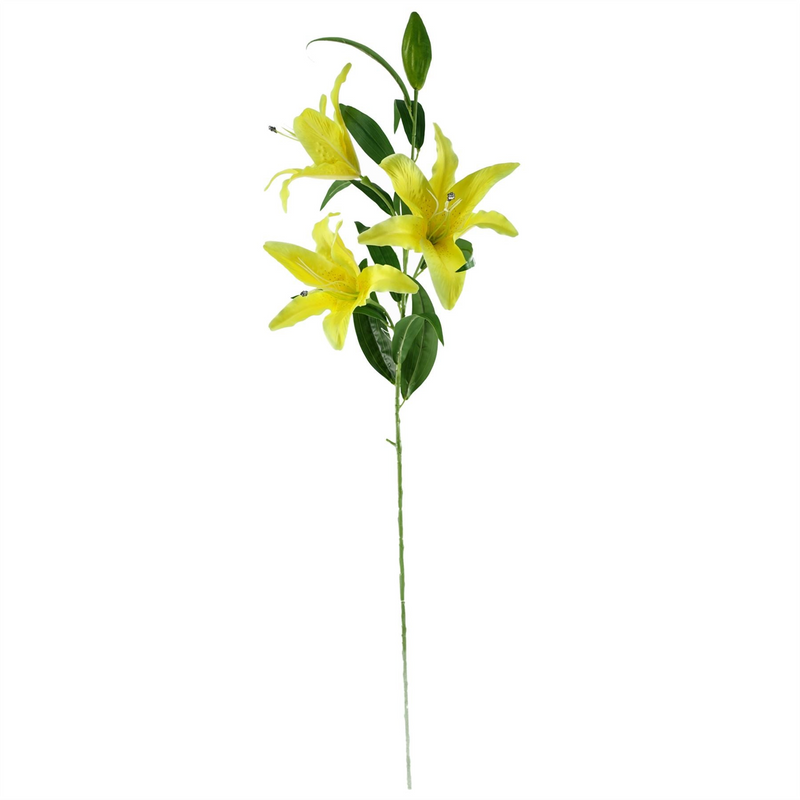 Leaf 100cm Yellow Lily and Fern Display Glass Vase - Elegant Home Decor