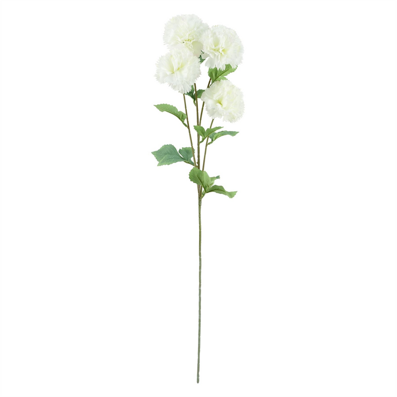 Leaf 80cm White Artificial Carnation and Larkspur in Glass Vase | Beautiful Floral Arrangement