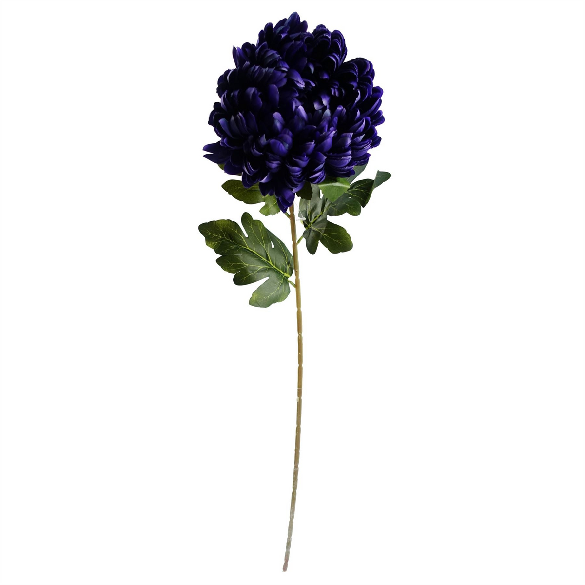 Leaf 90cm Purple Chrysanthemum and Ferns Glass Vase - Elegant Artificial Flower Arrangement