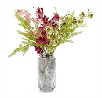 Leaf 65cm Mixed Wild Orchid and Ferns Glass Vase - Stunning Artificial Flower Arrangement