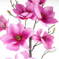 Magnolia Artificial Tree Pink Potted - Lifelike Silk Flowers, Wired Stems - Leaf Design UK