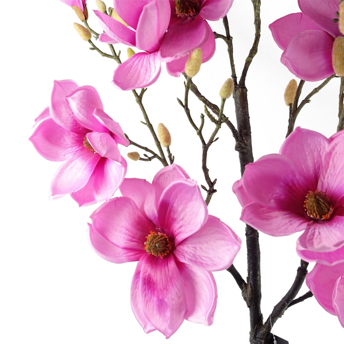 Magnolia Artificial Tree Pink Potted - Lifelike Silk Flowers, Wired Stems - Leaf Design UK