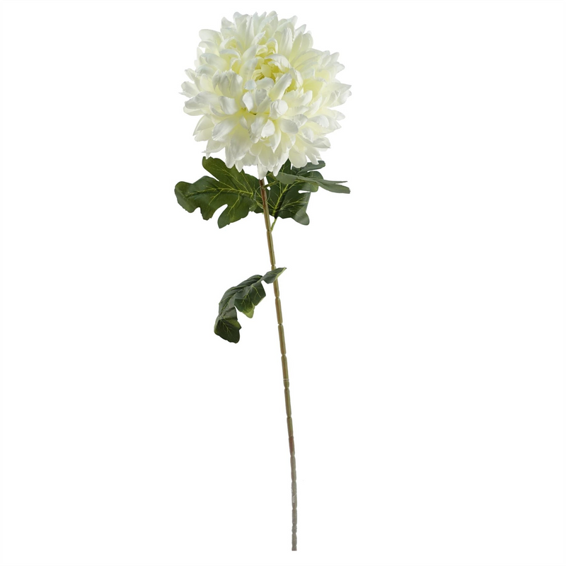 Leaf 50cm Grey Glass Vase Artificial Chrysanthemums - Beautiful Floral Arrangement for Home Decor