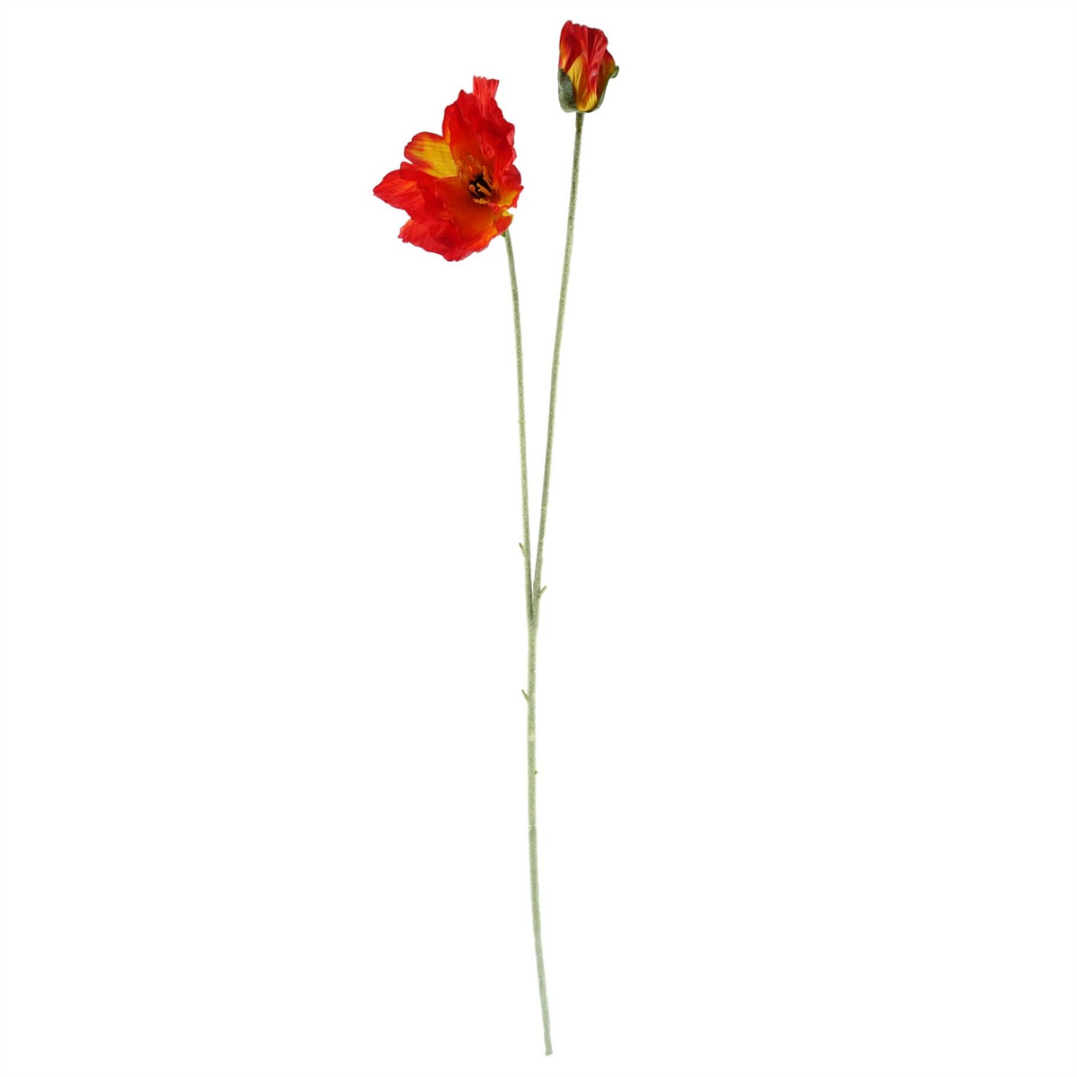 Leaf 100cm Red Poppy and Fern Glass Vase - Artificial Flower Arrangements with Complete Display Pack - Leaf Design UK