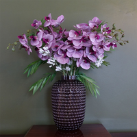 Leaf 80cm Amethyst Vase Artificial Orchids and Foliage