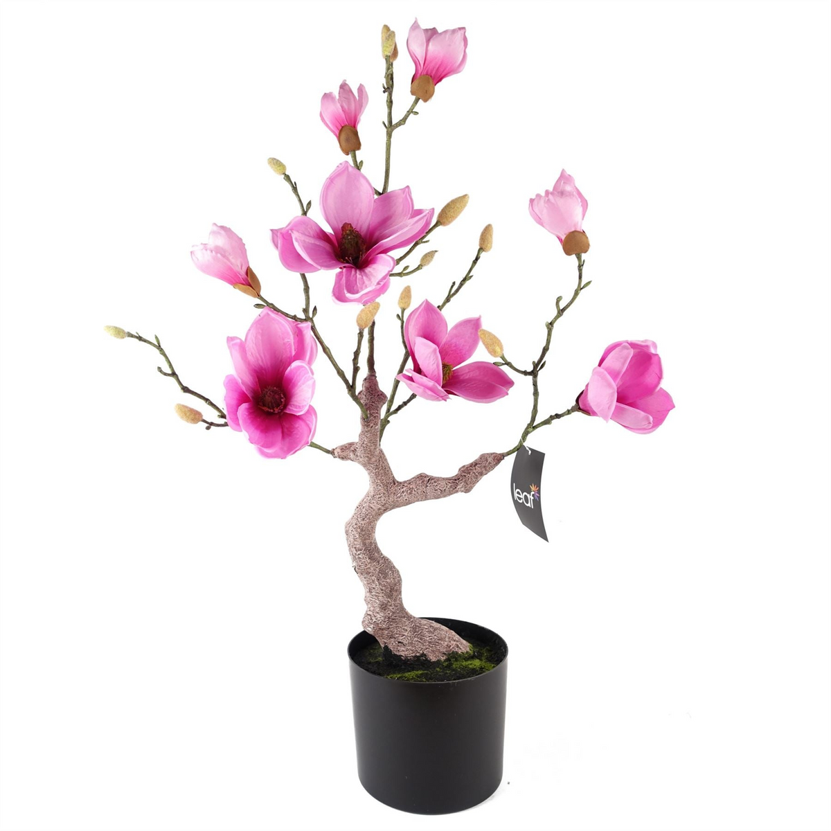 Magnolia Artificial Tree Pink Potted - Silk Flowers, Wired Stems, 80cm