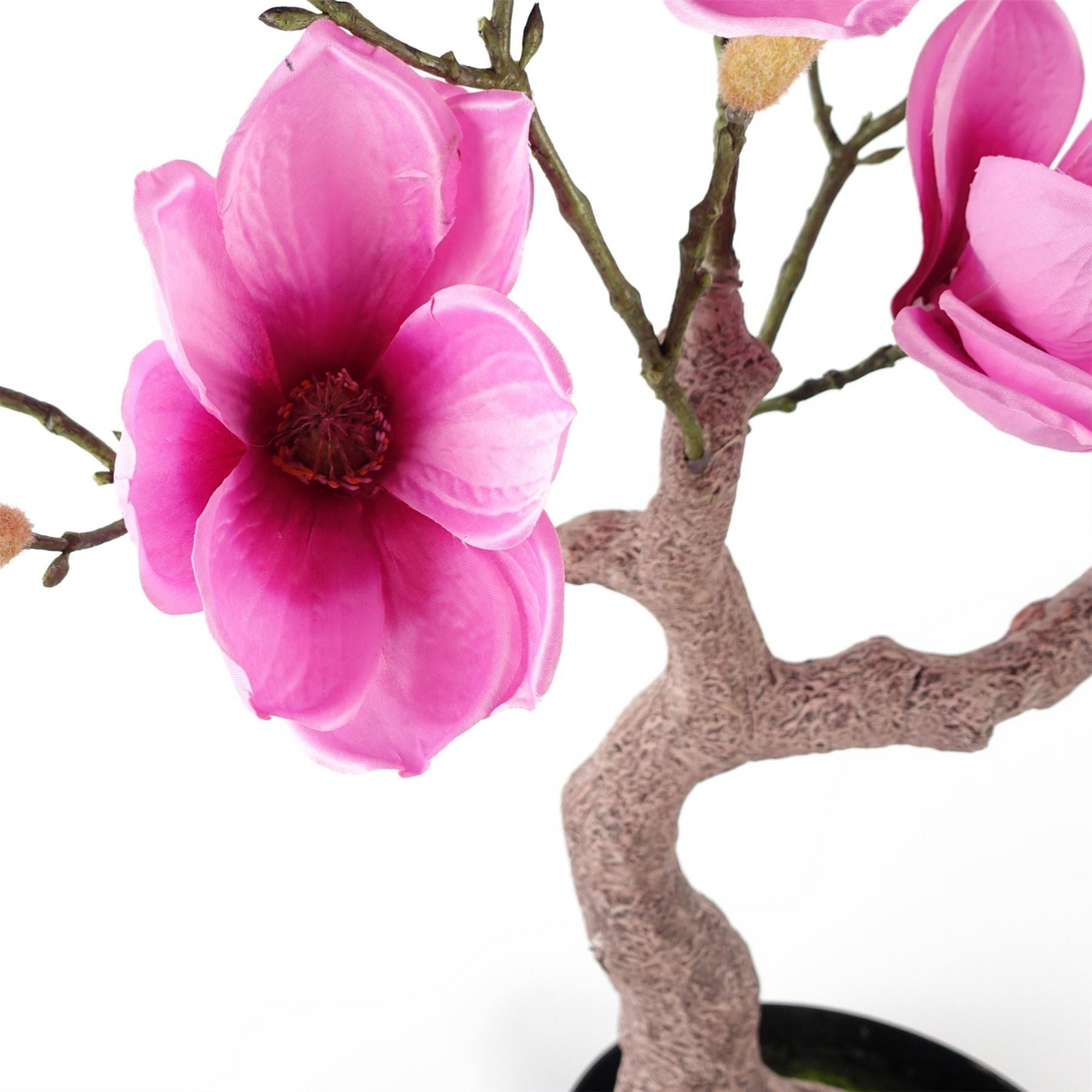 Magnolia Artificial Tree Pink Potted - Silk Flowers, Wired Stems, 80cm