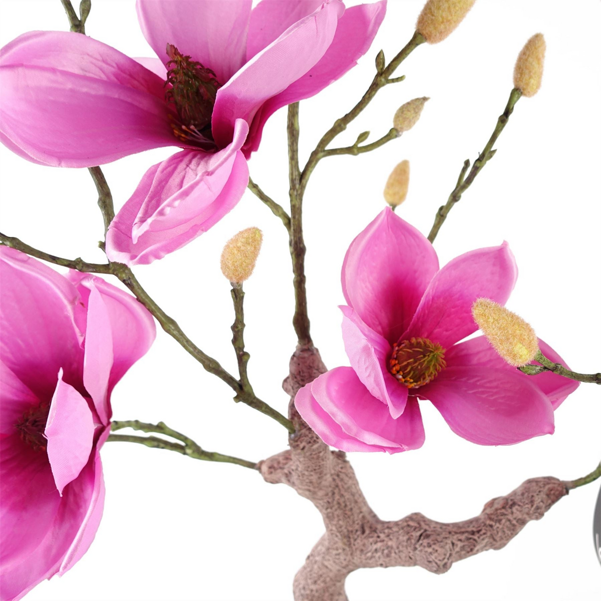 Magnolia Artificial Tree Pink Potted - Silk Flowers, Wired Stems, 80cm