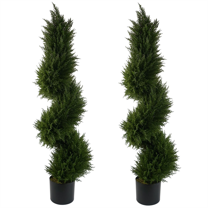 Leaf 120cm Spiral Cypress Tree Artificial - Large Size with Dense Bushy Foliage - Ready to Display