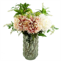 Leaf 55cm Artificial Chrysanthemum Glass Retro Vase - Elegant Floral Arrangement