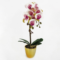 Orchid Artificial Pink Gold Pot 48cm Harlequin - Real Touch Leaves | Leaf Design UK