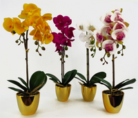 Orchid Artificial Pink Gold Pot 48cm Harlequin - Real Touch Leaves | Leaf Design UK