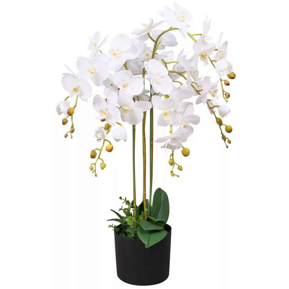 Artificial Orchid Flower in Pot 85cm White - Lifelike Design