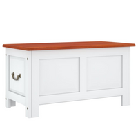 Storage Chest with Lid - Brown and White Solid Wood Acacia