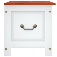 Storage Chest with Lid - Brown and White Solid Wood Acacia