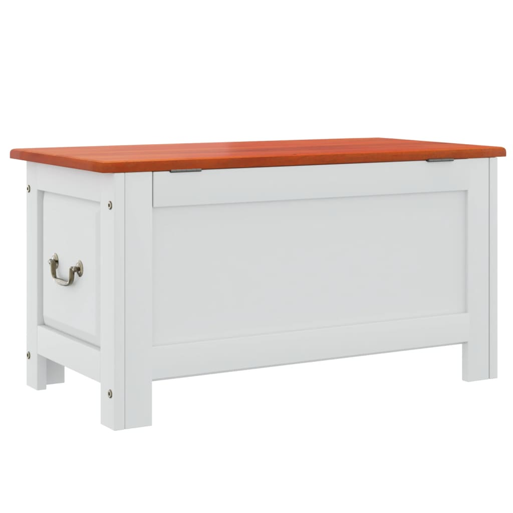 Storage Chest with Lid - Brown and White Solid Wood Acacia