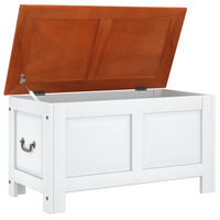 Storage Chest with Lid - Brown and White Solid Wood Acacia