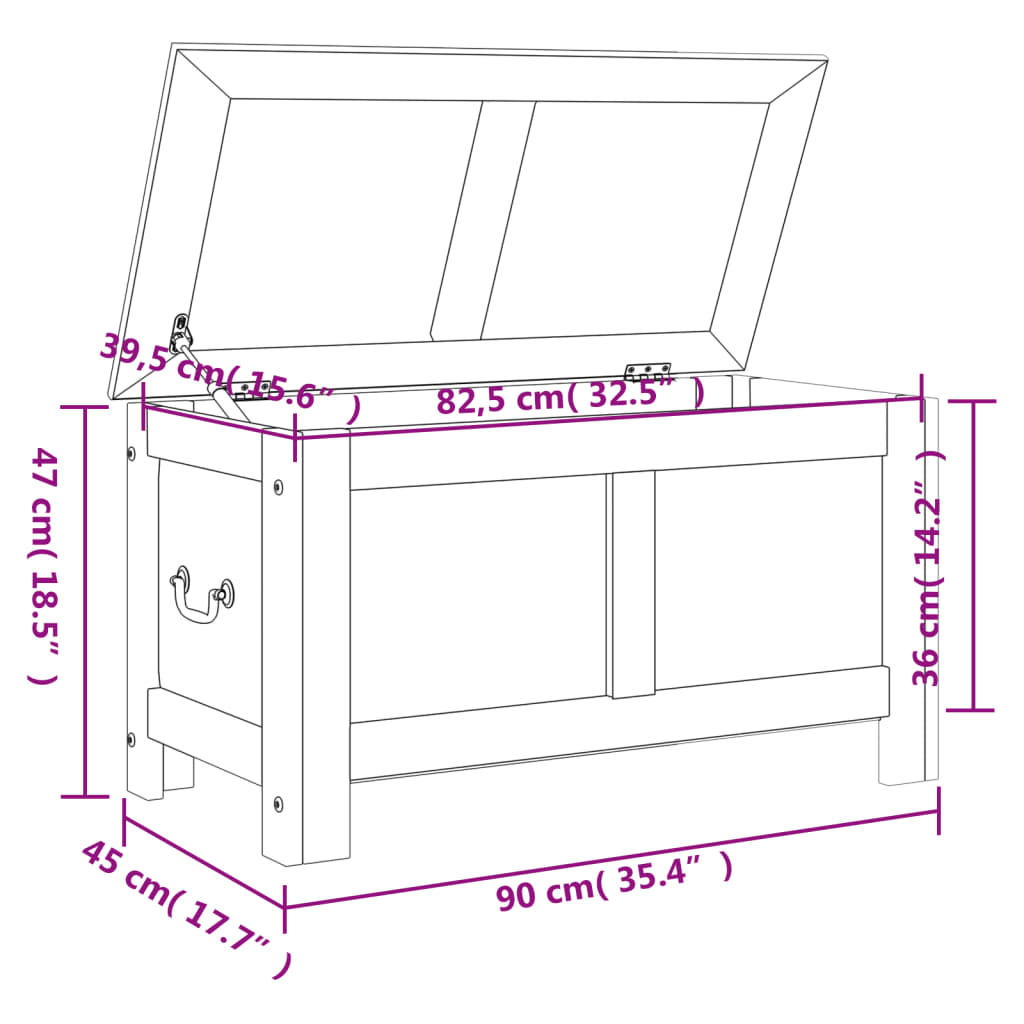 Storage Chest with Lid - Brown and White Solid Wood Acacia