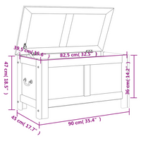 Storage Chest with Lid - Brown and White Solid Wood Acacia