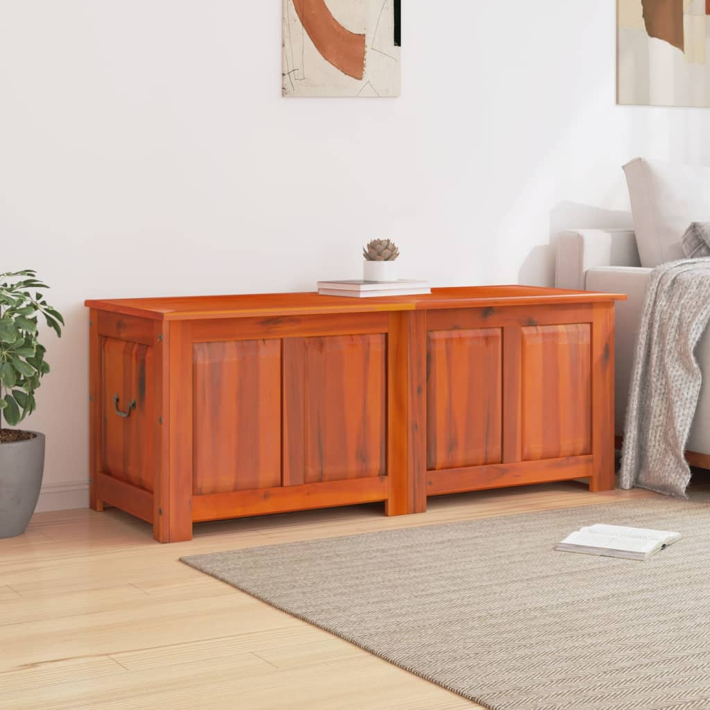 Storage Chest with Lid Brown Solid Wood Acacia | Versatile and Durable Storage Solution