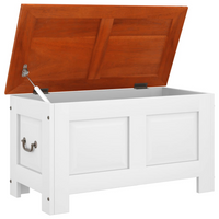 Storage Chest with Lid - Brown and White Solid Wood Acacia