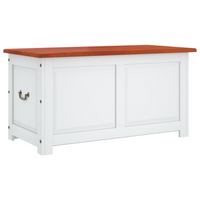 Storage Chest with Lid Brown and White Solid Wood Acacia - Durable and Versatile Storage Solution