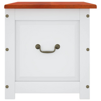 Storage Chest with Lid Brown and White Solid Wood Acacia - Durable and Versatile Storage Solution