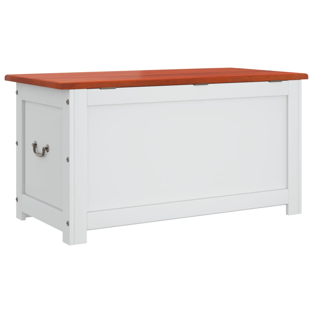 Storage Chest with Lid Brown and White Solid Wood Acacia - Durable and Versatile Storage Solution