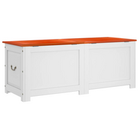 Storage Chest with Lid Brown and White Solid Wood Acacia - Durable and Versatile Storage Solution