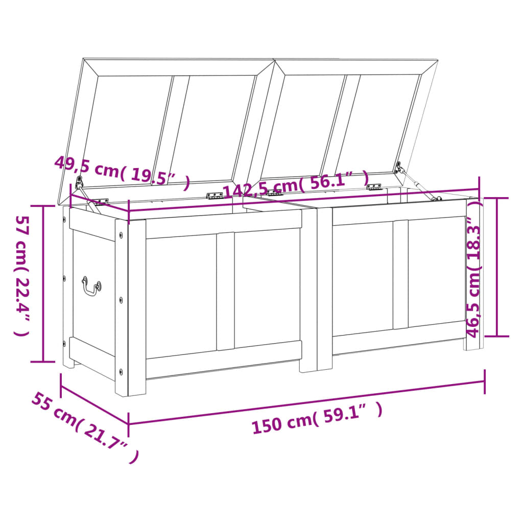 Storage Chest with Lid Brown and White Solid Wood Acacia - Durable and Versatile Storage Solution