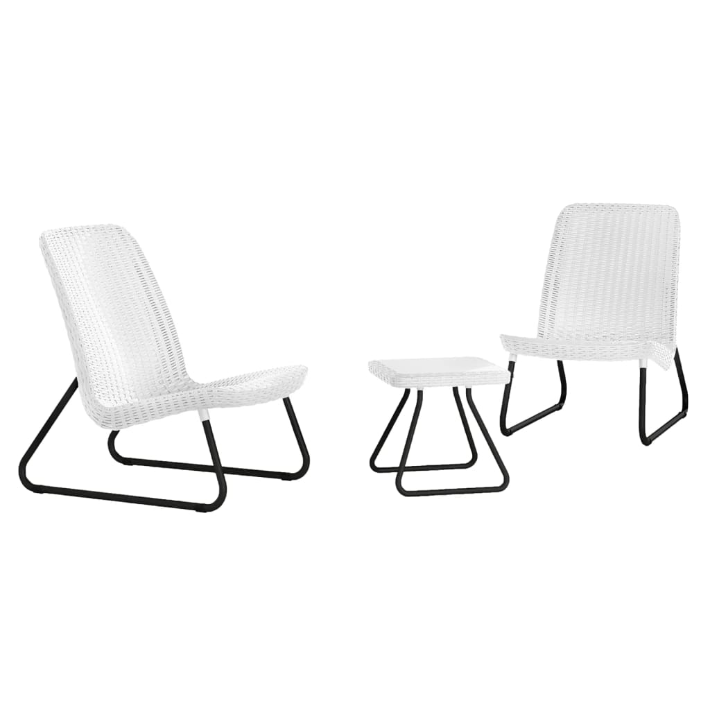 Keter Patio Furniture Set 3 Pieces Rio White - Modern Elegance for Your Outdoor Space