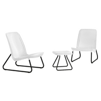 Keter Patio Furniture Set 3 Pieces Rio White - Modern Elegance for Your Outdoor Space