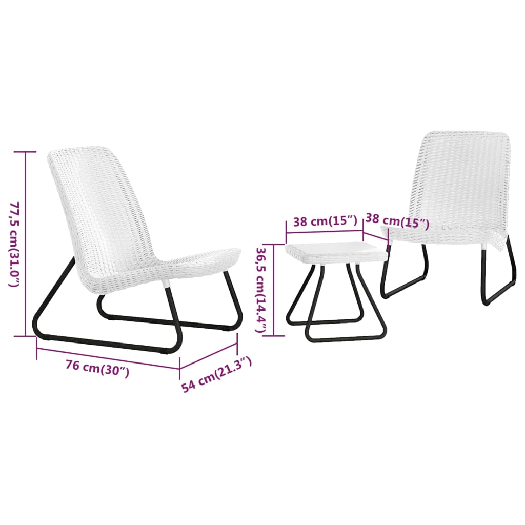 Keter Patio Furniture Set 3 Pieces Rio White - Modern Elegance for Your Outdoor Space