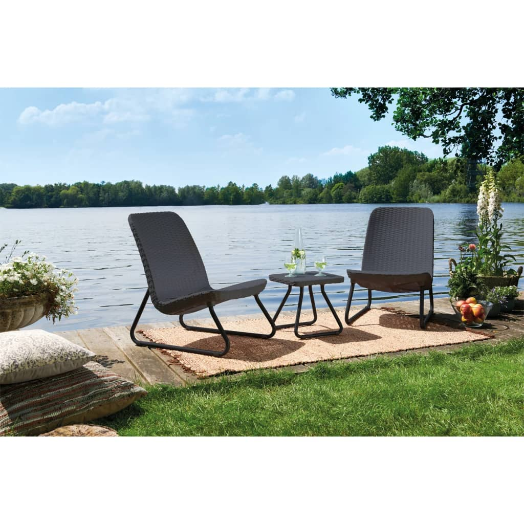 Keter Patio Furniture Set 3 Pieces Rio Graphite - Modern Elegance for Your Outdoor Space