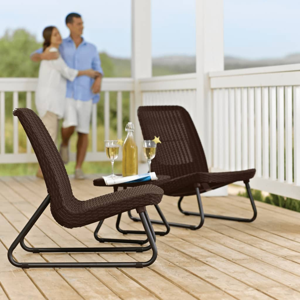 Keter Patio Furniture Set 3 Pieces Rio Cappuccino 218157 - Modern Elegance for Indoor and Outdoor Use