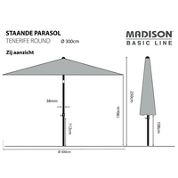 Madison Parasol Tenerife 300 cm Taupe - Durable and Stable Standing Parasol