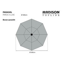 Madison Parasol Paros II Luxe 300 cm Safier Blue - Durable Outdoor Umbrella with Tilt and Rotating Mechanism