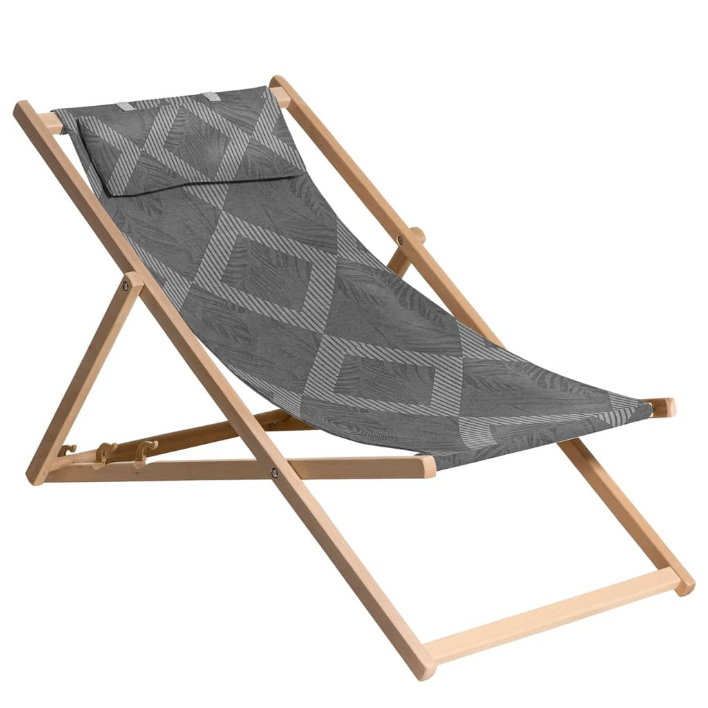 Madison Wooden Beach Chair Demi 55x90x87 cm Grey - Portable, Adjustable, and Stylish