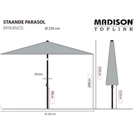 Madison Parasol Mykanos 250 cm Grey - Stylish and Durable Outdoor Umbrella