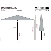 Madison Parasol Elba 300 cm Grey - Adjustable Height, Tilt Mechanism, Wind Catch