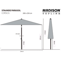 Madison Parasol Corsica 200x250 cm Ecru - Water Repellent, UV Resistant, Adjustable Height