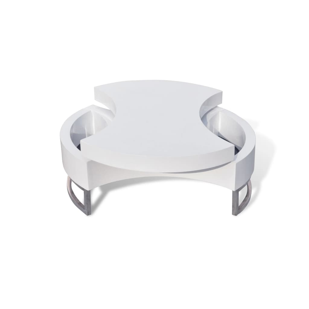 Coffee Table Shape-adjustable High Gloss White - Modern Design