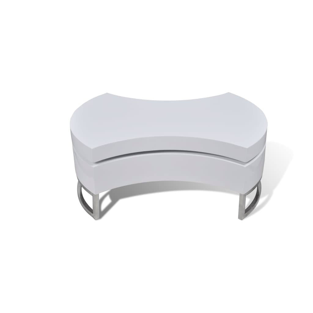 Coffee Table Shape-adjustable High Gloss White - Modern Design