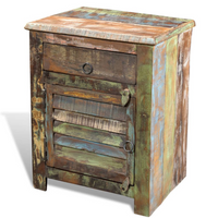 End Table with 1 Drawer 1 Door Reclaimed Wood - Rustic and Sustainable