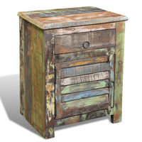 End Table with 1 Drawer 1 Door Reclaimed Wood - Rustic and Sustainable