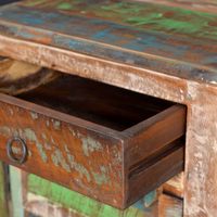 End Table with 1 Drawer 1 Door Reclaimed Wood - Rustic and Sustainable