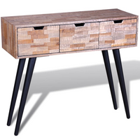 Console Table with 3 Drawers | Reclaimed Teak Wood - Rustic Charm for Your Home